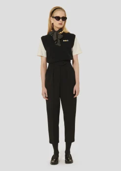 Pantalon Paaso noir en crêpe