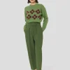 Pantalon Paaso vert en crêpe