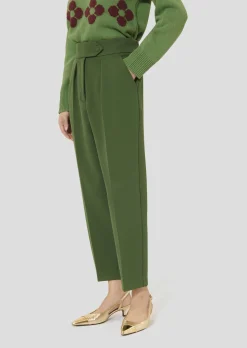 Pantalon Paaso vert en crêpe