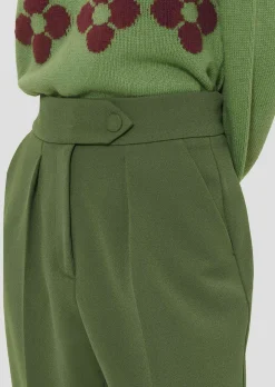 Pantalon Paaso vert en crêpe