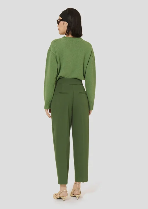 Pantalon Paaso vert en crêpe