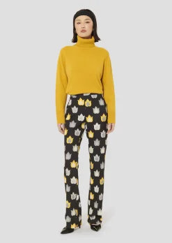 Pantalon Paivan noir imprimé flammes