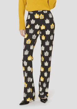 Pantalon Paivan noir imprimé flammes
