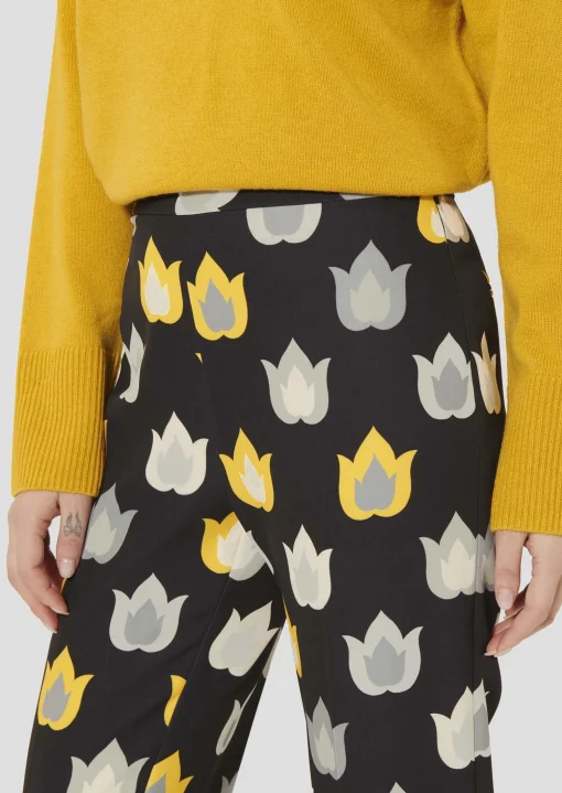 Pantalon Paivan noir imprimé flammes