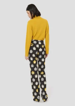 Pantalon Paivan noir imprimé flammes