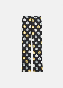 Pantalon Paivan noir imprimé flammes