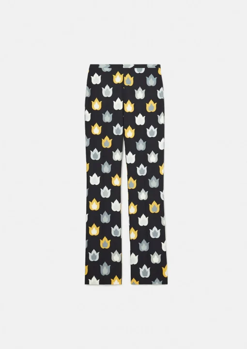 Pantalon Paivan noir imprimé flammes