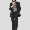 Pantalon Pampille bleu nuit en toile compacte