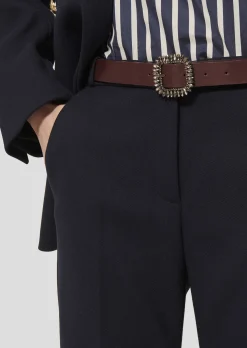 Pantalon Pampille bleu nuit en toile compacte