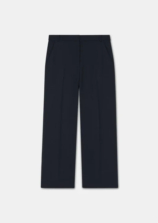 Pantalon Pampille bleu nuit en toile compacte
