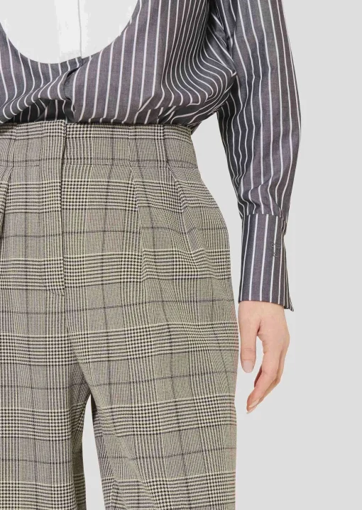 Pantalon Parigi gris à motif prince de galles