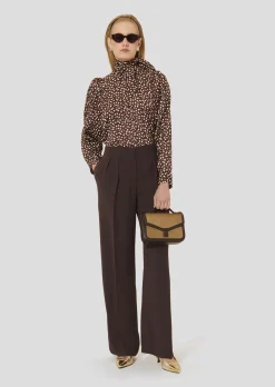 Pantalon Parigi marron en crêpe