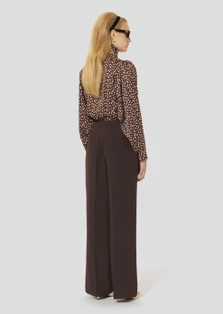 Pantalon Parigi marron en crêpe