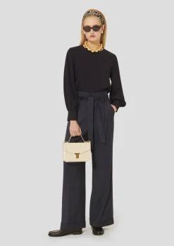 Pantalon Pia bleu nuit en flanelle