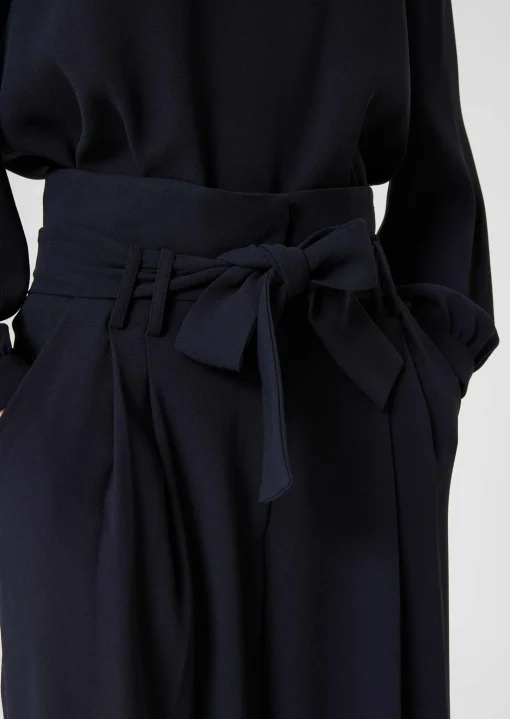 Pantalon Pia bleu nuit en crêpe