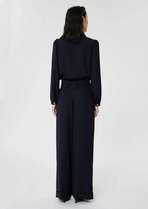 Pantalon Pia bleu nuit en crêpe