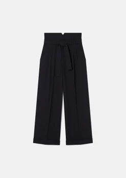 Pantalon Pia bleu nuit en crêpe