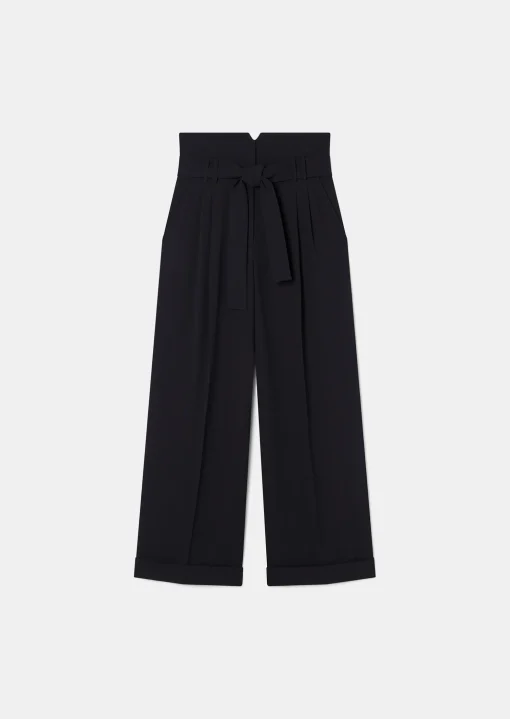 Pantalon Pia bleu nuit en crêpe