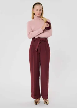 Pantalon Pia bordeaux en crêpe