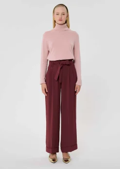 Pantalon Pia bordeaux en crêpe