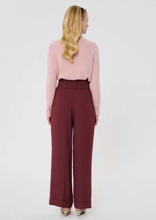 Pantalon Pia bordeaux en crêpe