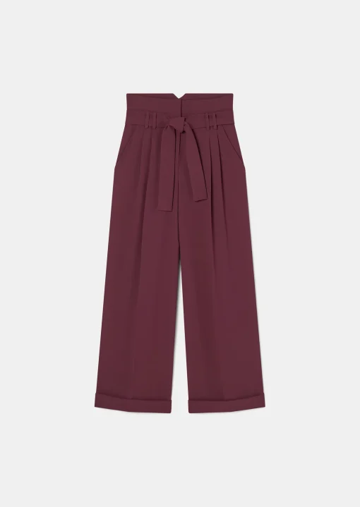 Pantalon Pia bordeaux en crêpe