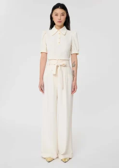 Pantalon Pia écru en crêpe