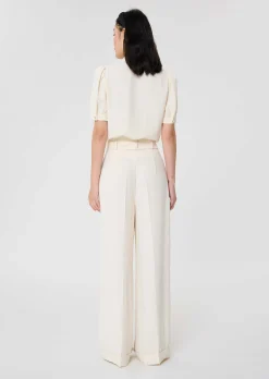 Pantalon Pia écru en crêpe