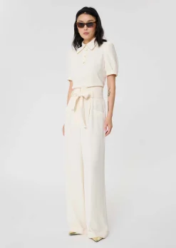 Pantalon Pia écru en crêpe