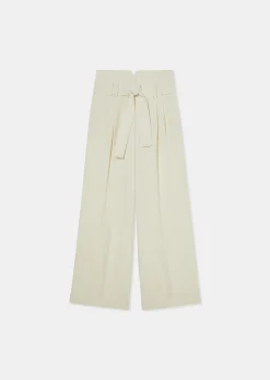 Pantalon Pia écru en crêpe