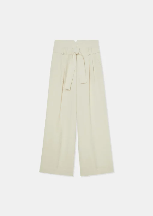 Pantalon Pia écru en crêpe