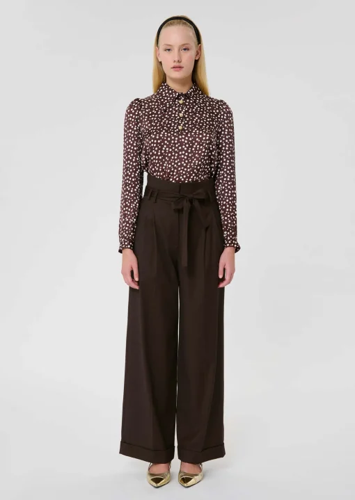 Pantalon Pia marron en flanelle