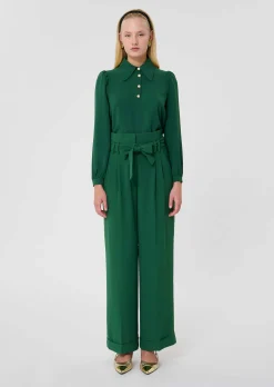 Pantalon Pia vert en crêpe