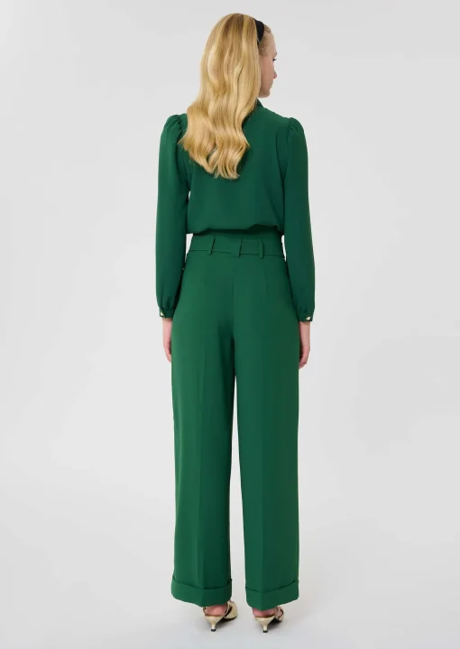 Pantalon Pia vert en crêpe