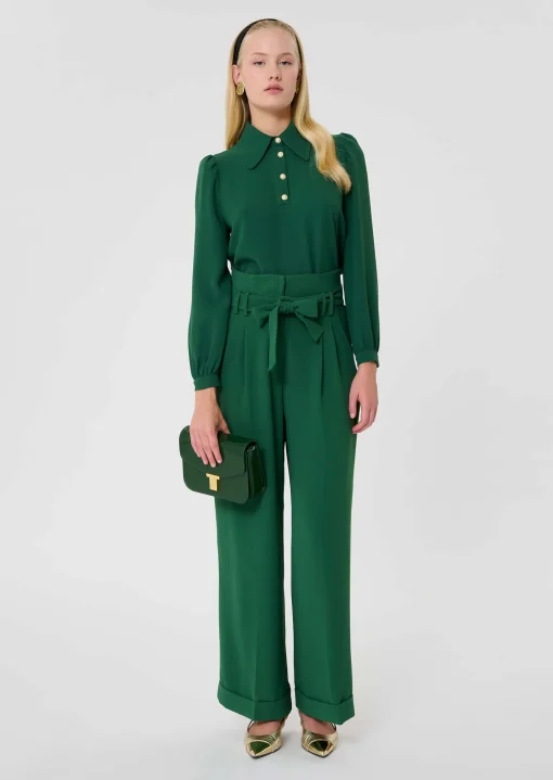 Pantalon Pia vert en crêpe