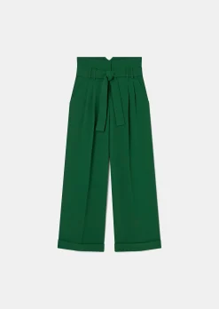 Pantalon Pia vert en crêpe