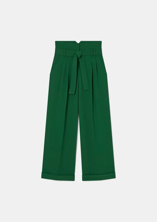 Pantalon Pia vert en crêpe