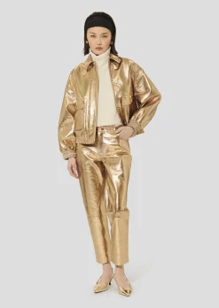 Pantalon Pietra doré en cuir