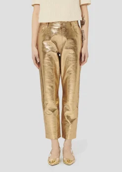 Pantalon Pietra doré en cuir