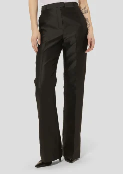 Pantalon Pitt noir en satin duchesse
