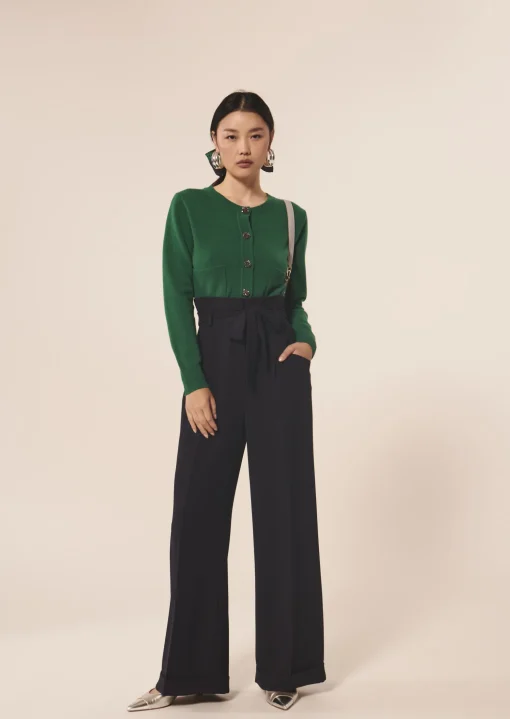 Pantalon Pyla bleu nuit en crêpe