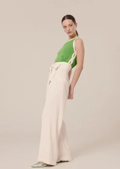 Pantalon Pyla écru en crêpe