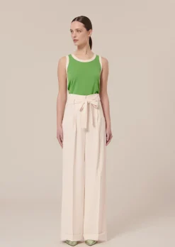 Pantalon Pyla écru en crêpe