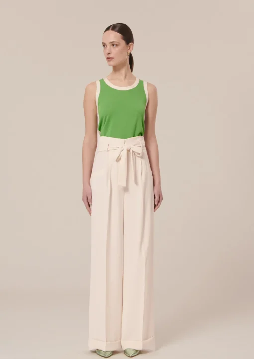 Pantalon Pyla écru en crêpe