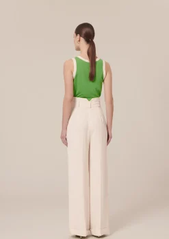 Pantalon Pyla écru en crêpe