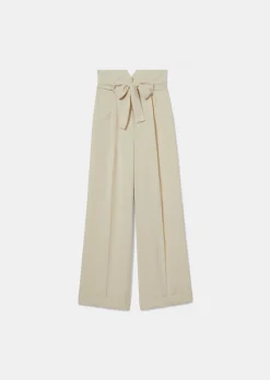 Pantalon Pyla écru en crêpe