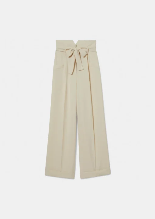 Pantalon Pyla écru en crêpe
