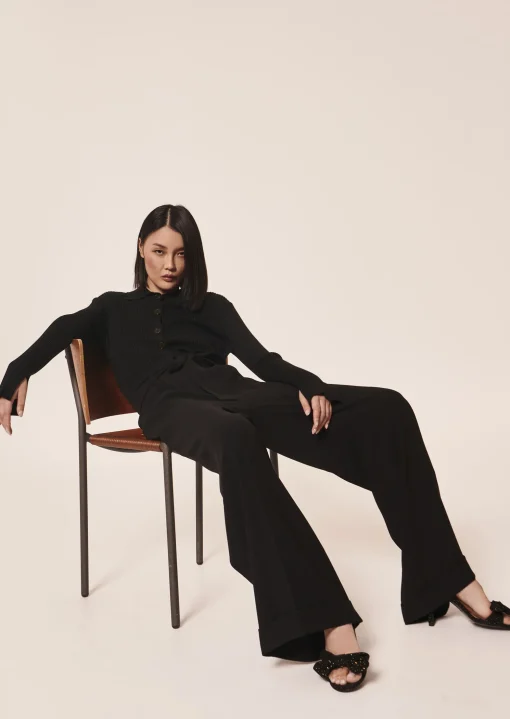 Pantalon Pyla noir en crêpe