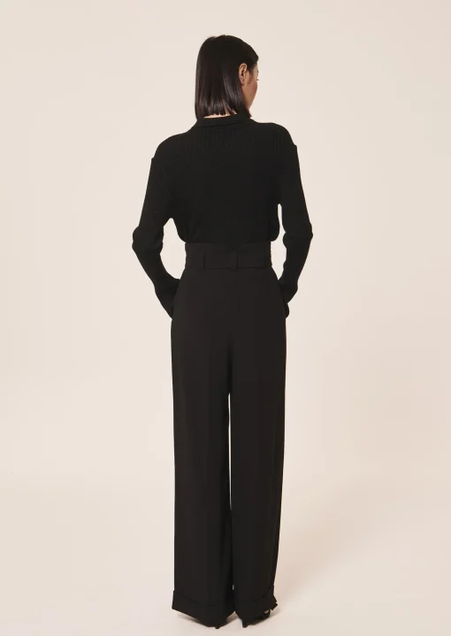 Pantalon Pyla noir en crêpe