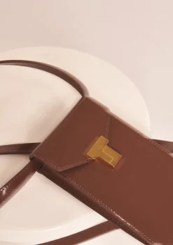 Pochette 8 Bis taupe en cuir